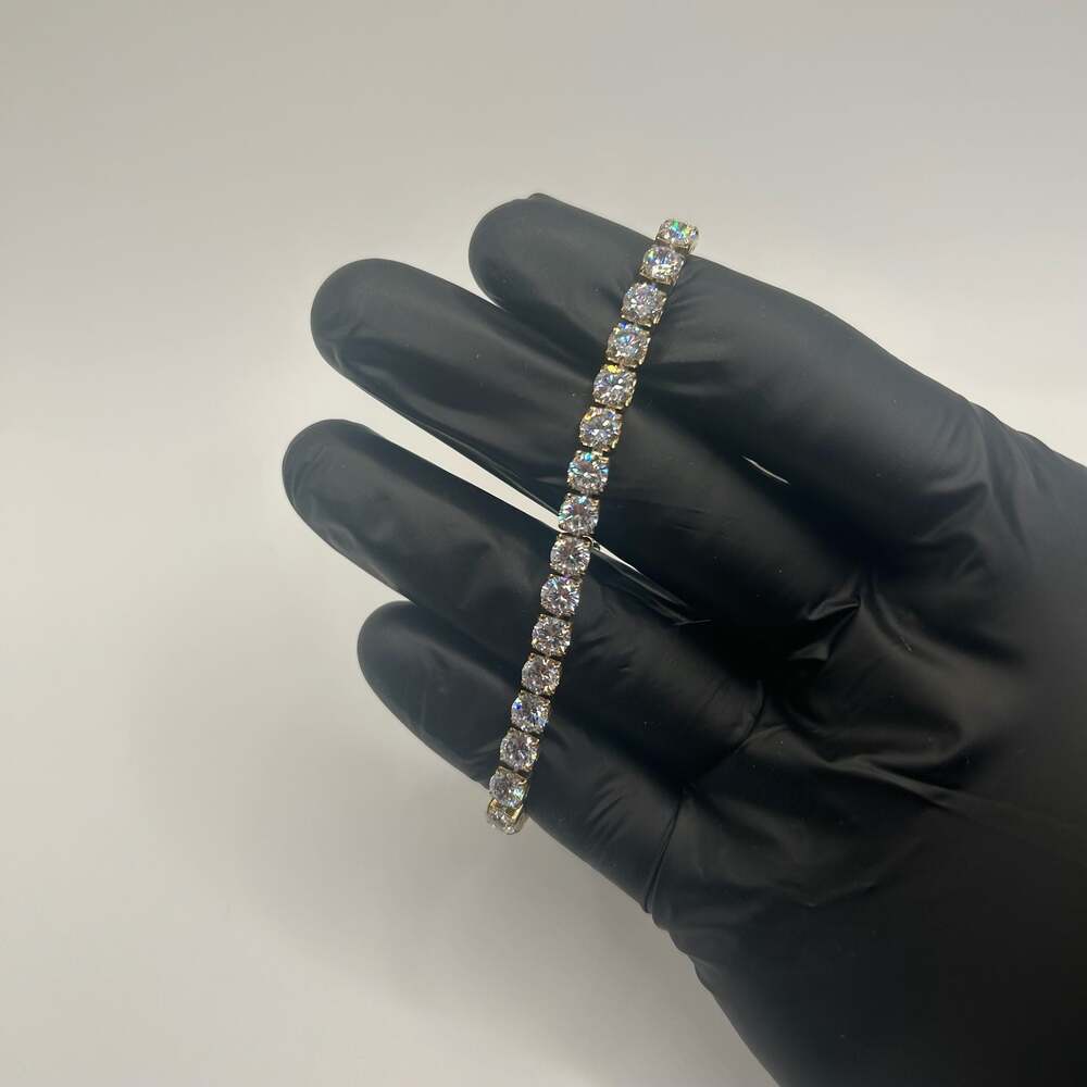 5mm Moissanite Gold Adjustable Tennis Bracelet Womens No Pass Tarnish Free